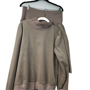 Story Woman's pink velour XL turtleneck cozy long sleeve skirt set work casual